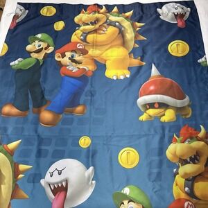 2 Franco Kids Super Mario Brothers Curtains Nintendo Mario Blue - 65" X41"panels